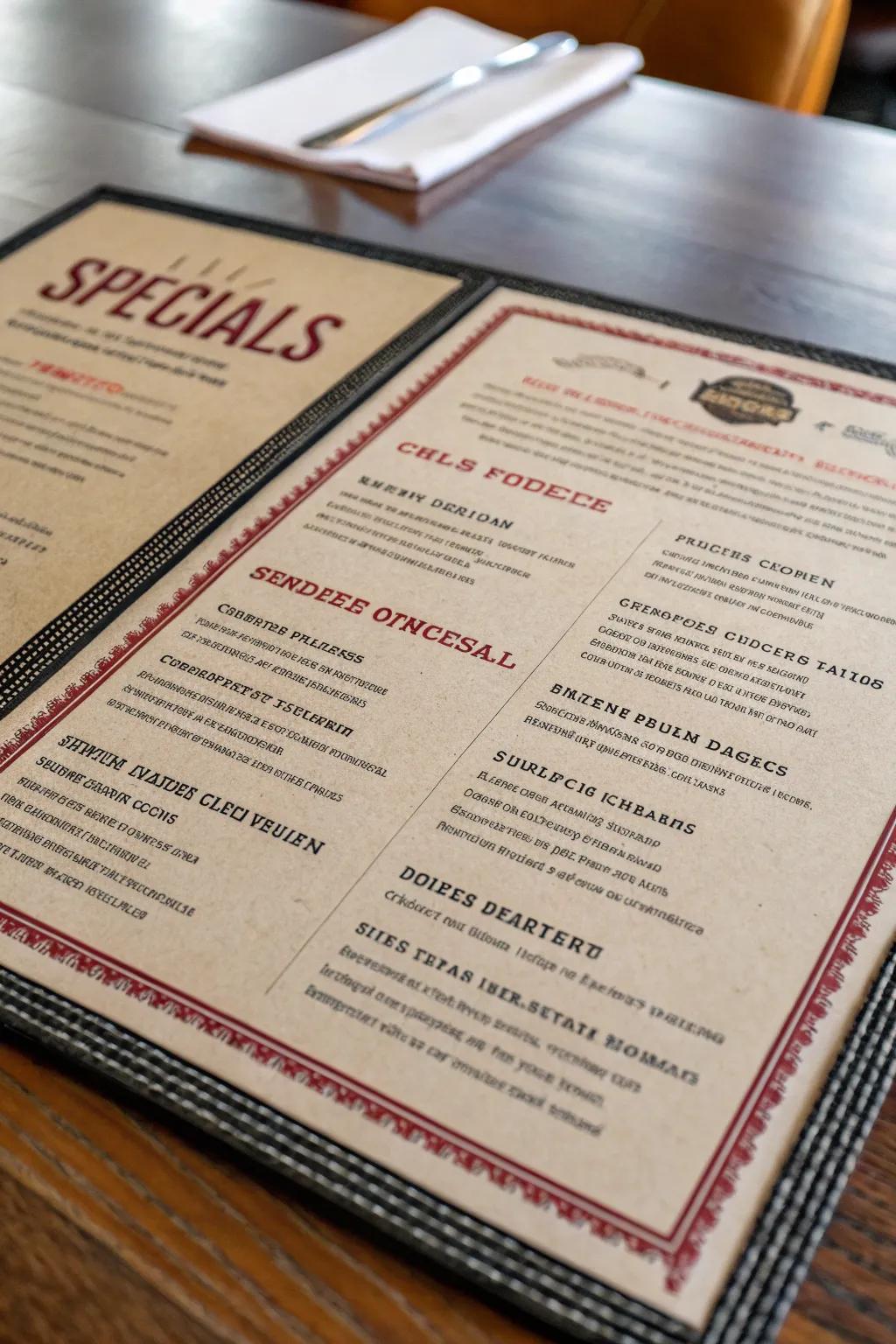 Specials deserve the spotlight with unique design features.