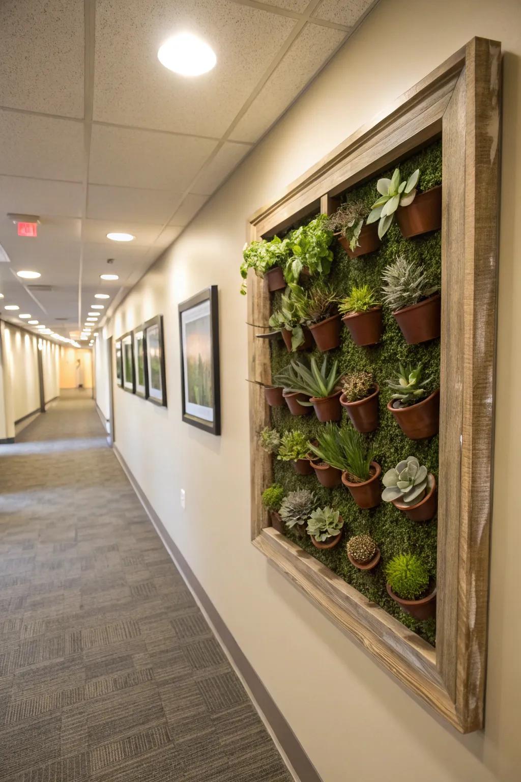 Desert gems framed as living art create an eye-catching display.