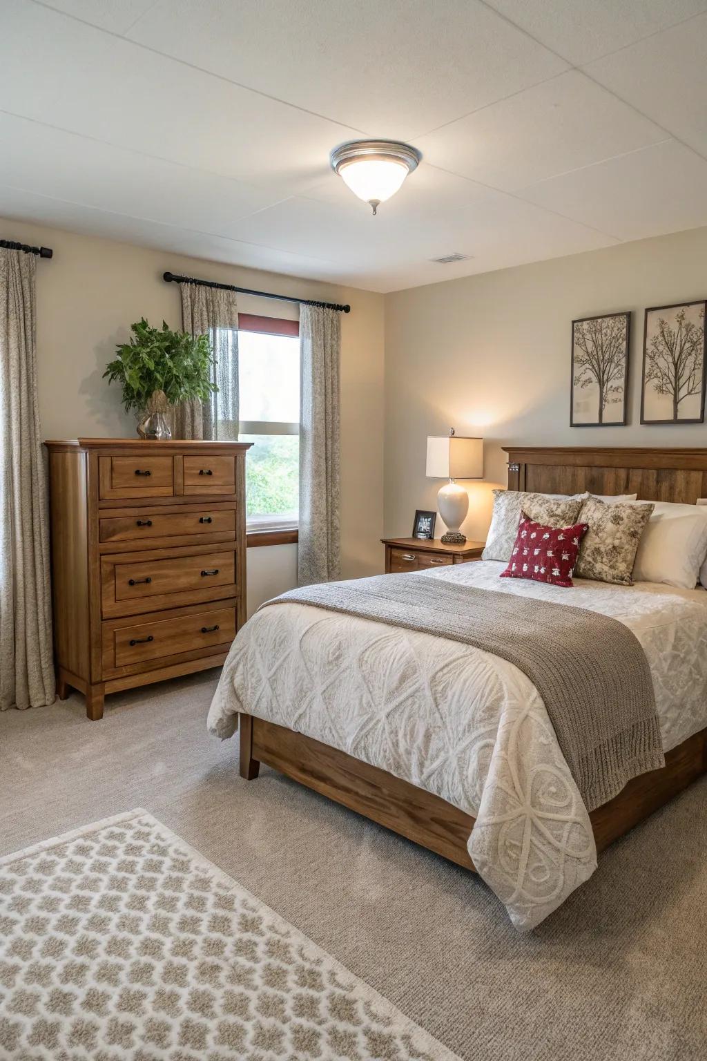 A balanced arrangement ensures your bedroom remains inviting and roomy.