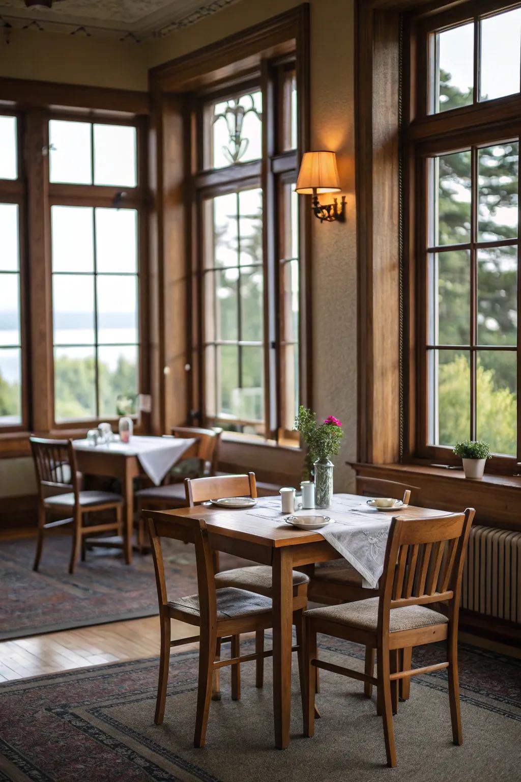 Sunshine can dramatically enrich the sensation of your dining room.