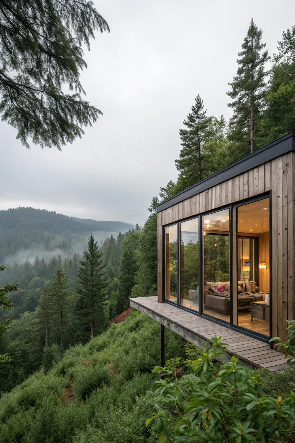 Large windows flood the space with natural light and amazing views.