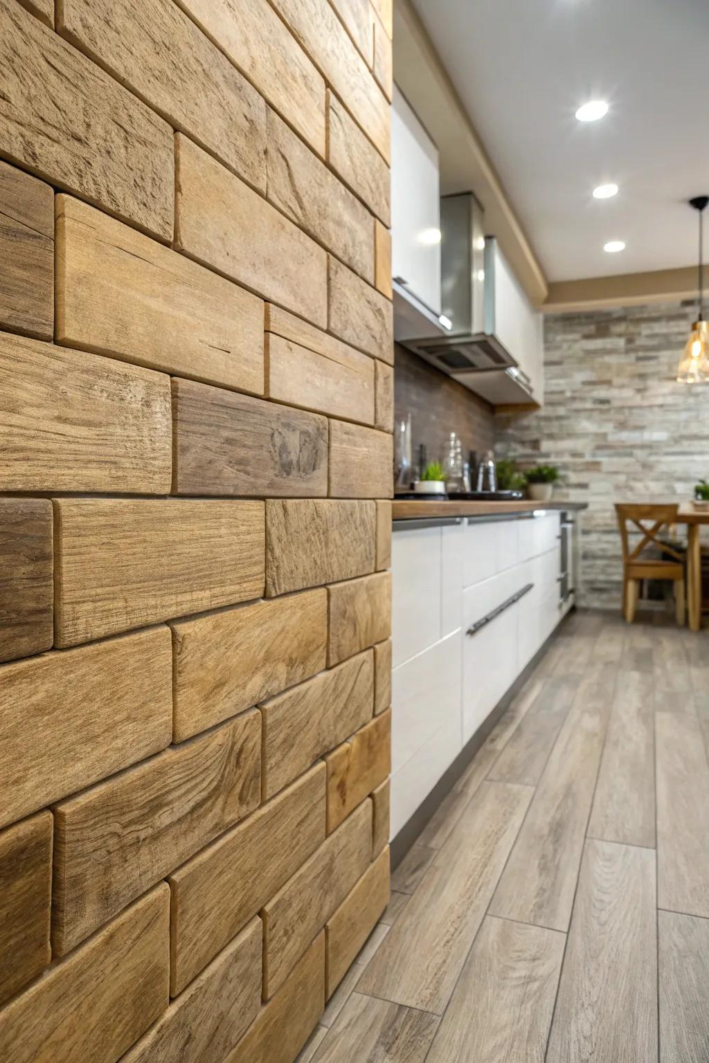 Timber-style tiles provide a natural vibe with minimal upkeep.