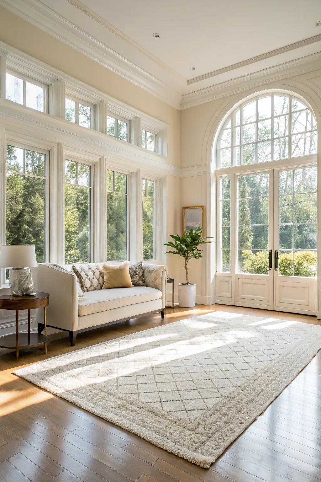 Light-shaded carpets amplify the natural brightness of a space.