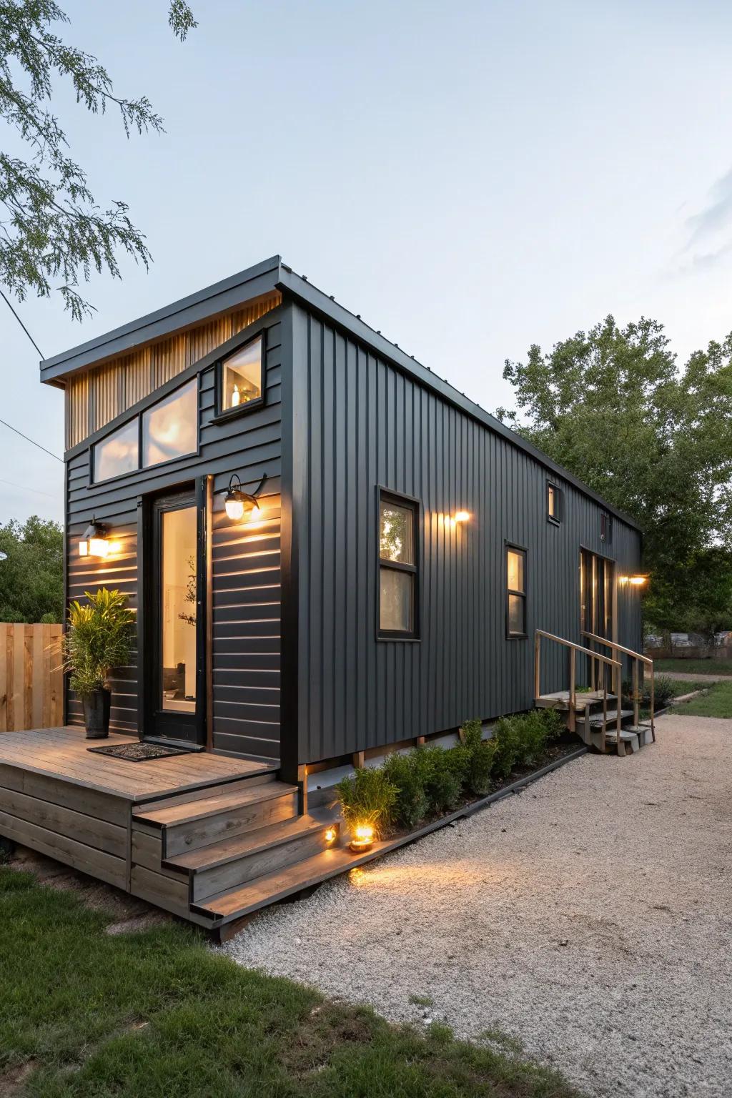 Graphite and metallic accents for a sleek, modern aesthetic.