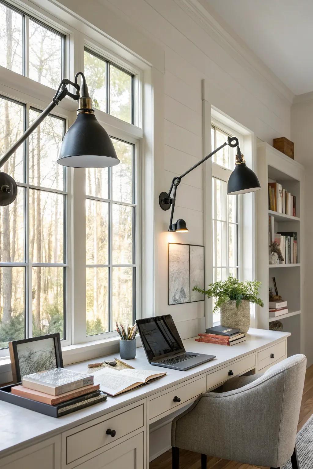 Movable lights provide flexibility and focus in your lighting.