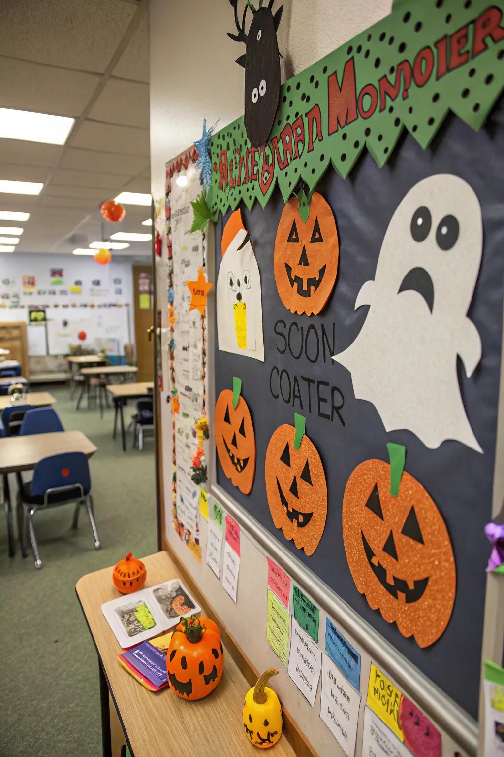 Seasonal monster decorations for an engaging and festive classroom.