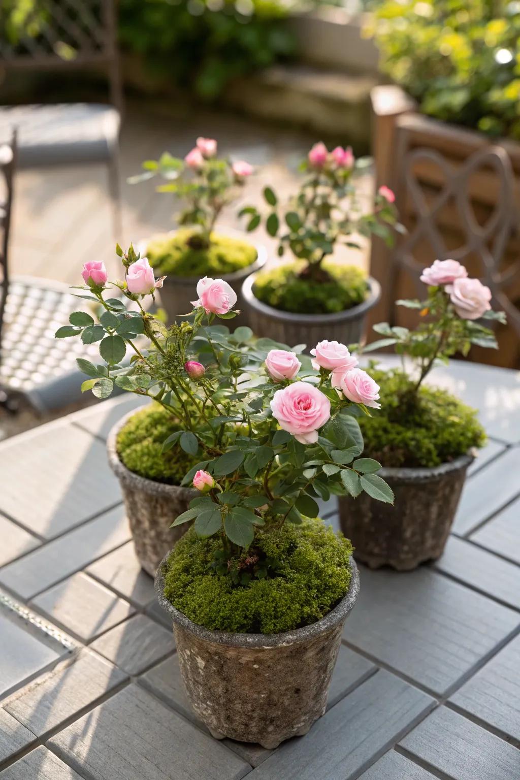 A group of tiny containers with sun jewels crafts a vibrant deck centerpiece.