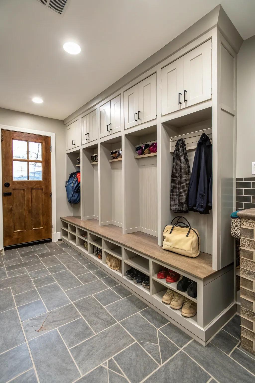 Sturdy tiles perfect for a highly-used mudroom