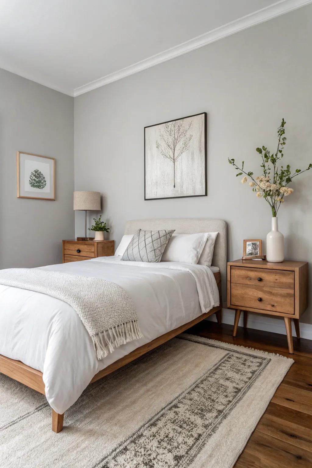 Minimalist decor showcases the natural elements in this bedroom.