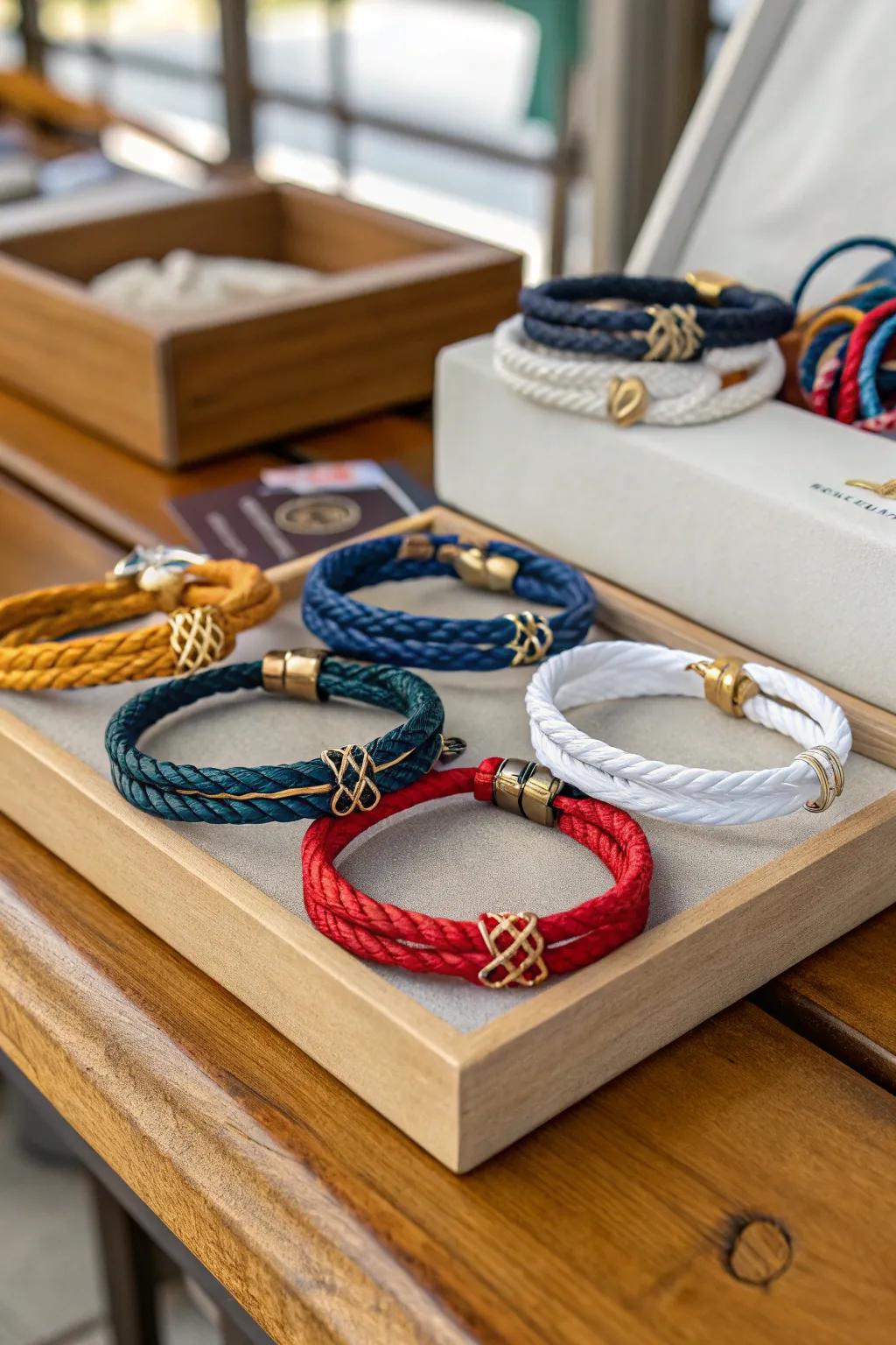 Sailor's binding adornments offer a chic appreciation to marine heritage.