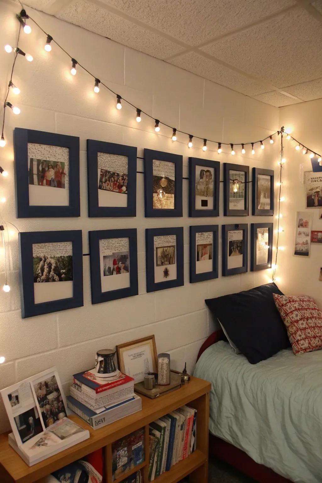Individualize your area using a photo display that emphasizes treasured memories.