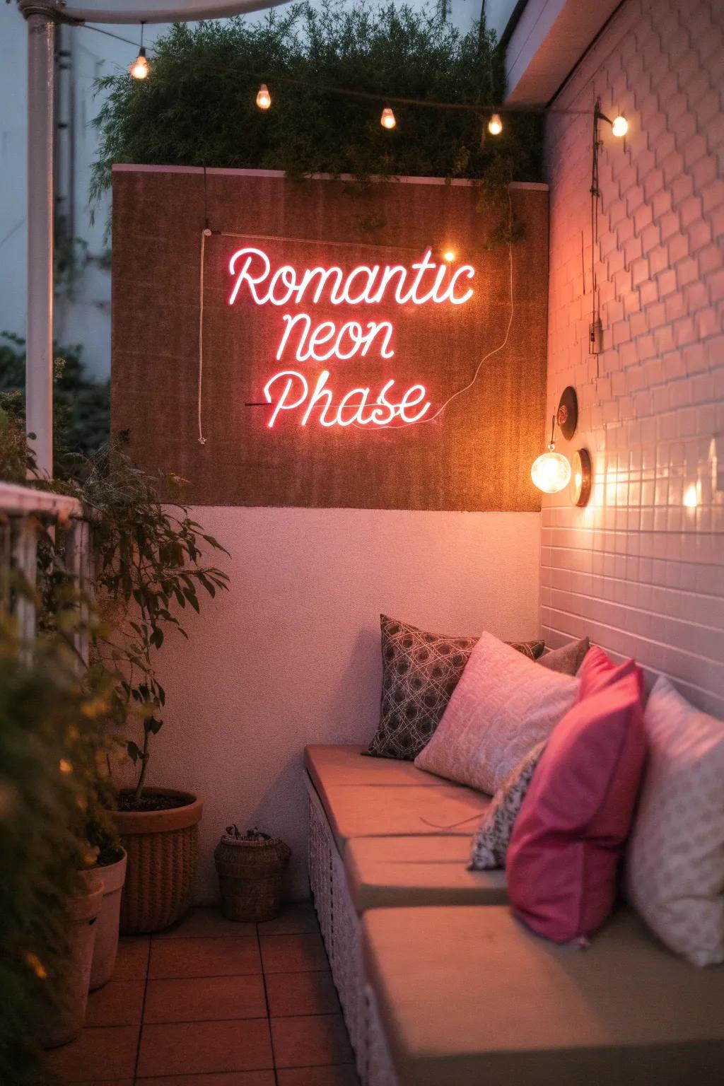 Convey romance with a neon phrase design.