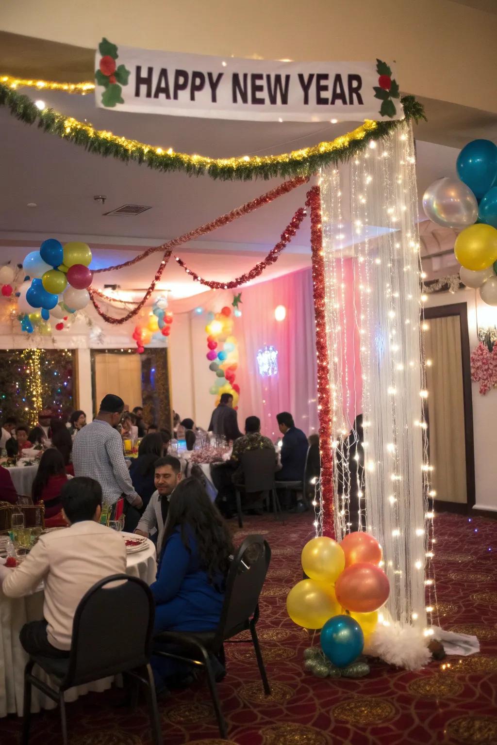 A festive banner sets the mood for celebration.