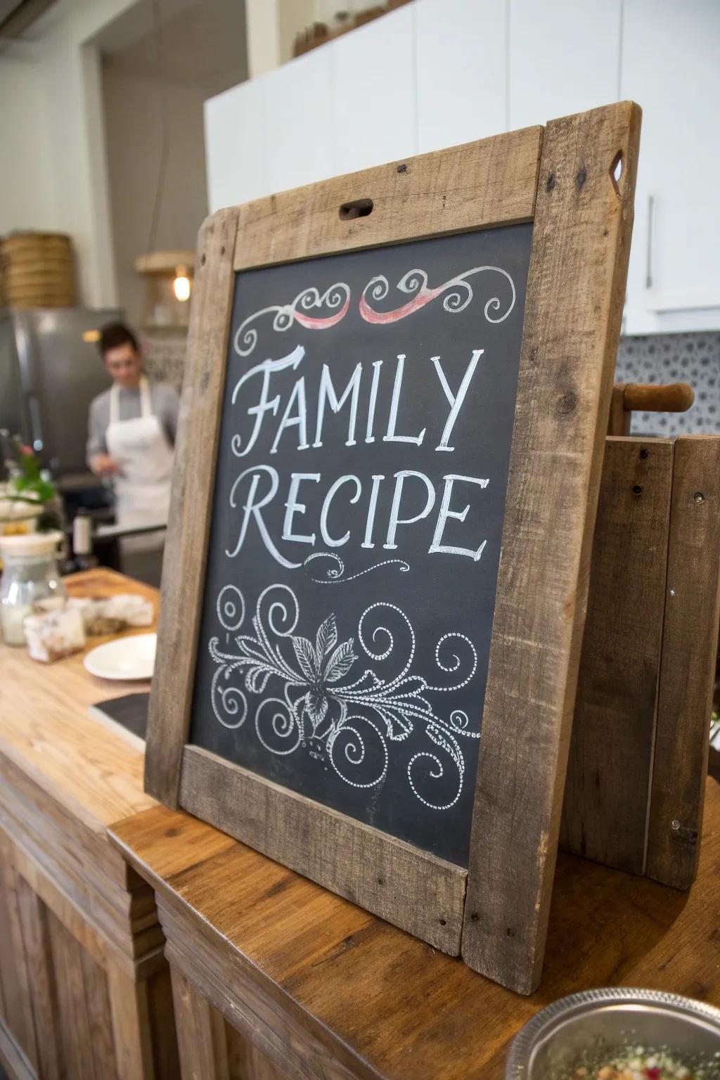 A family recipe proudly presented, introducing a personalized gesture to the culinary space.