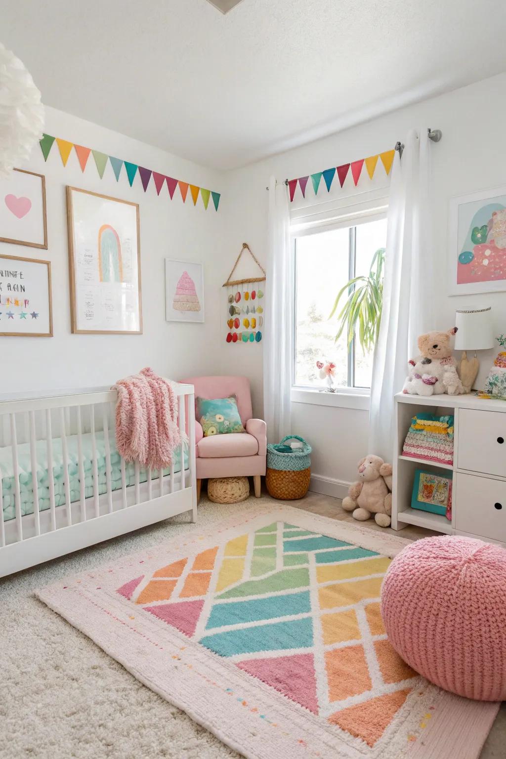 A light and airy nursery featuring fresh white walls.