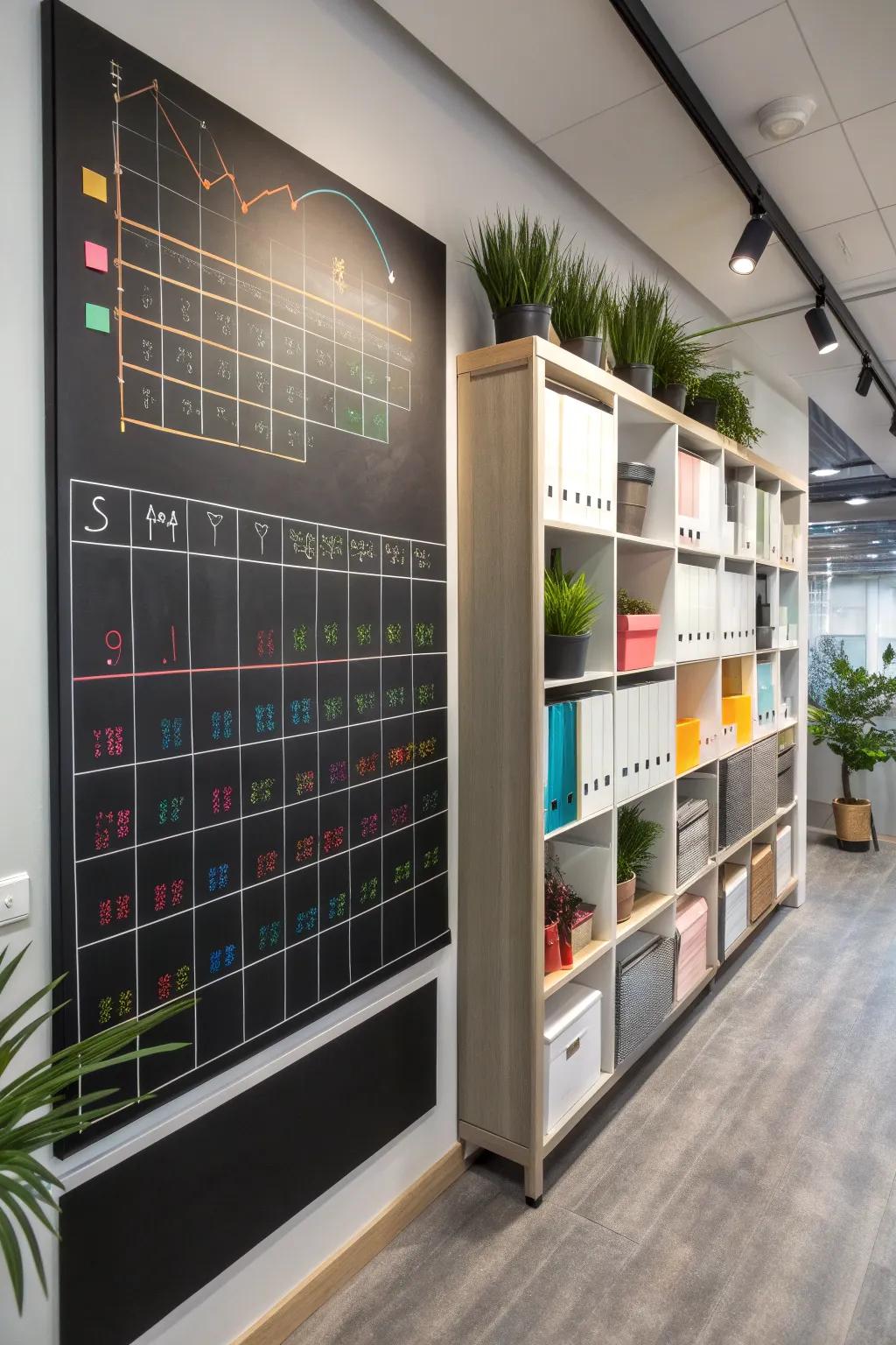 Plan your month using a chalkboard calendar.