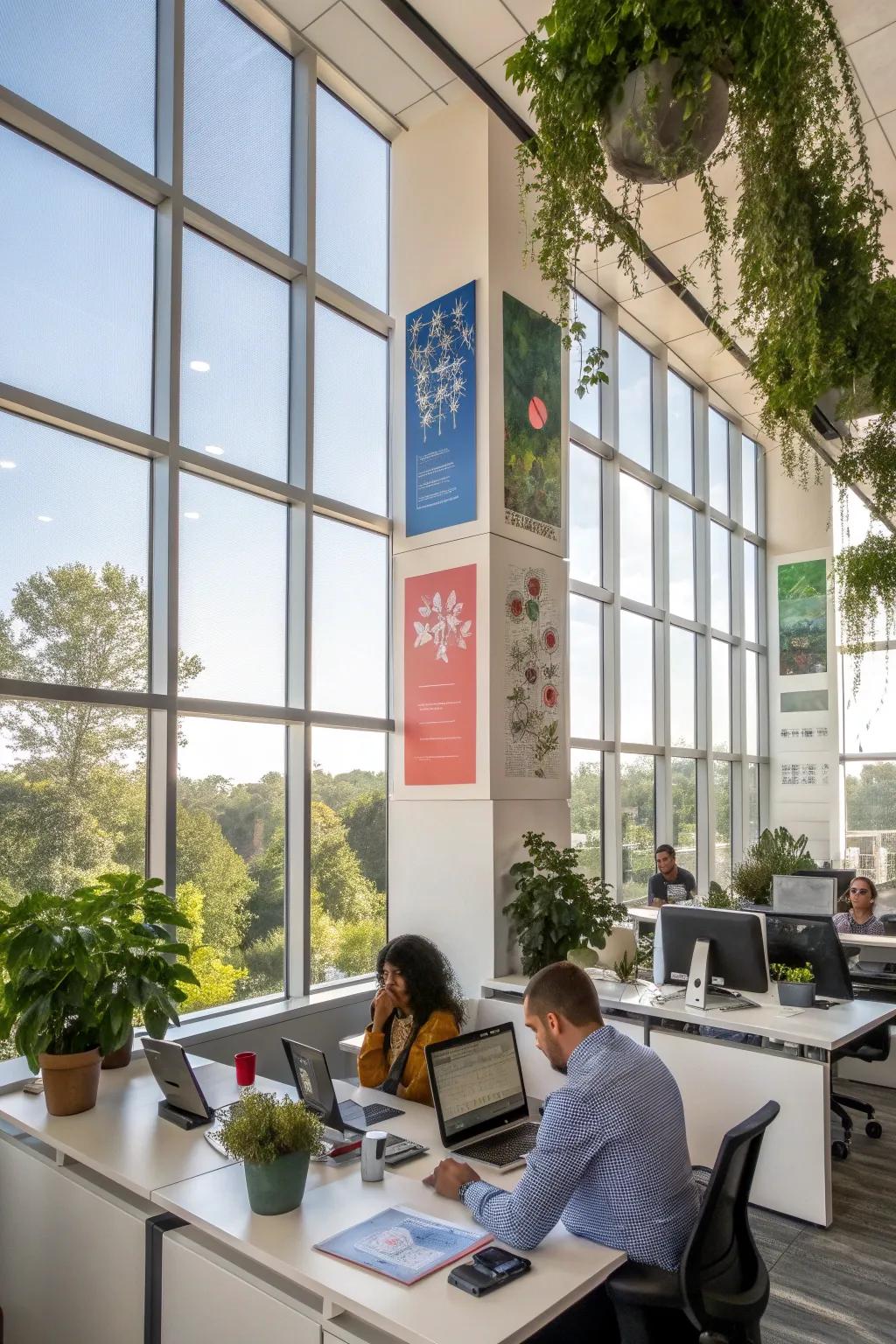 A bright office space with plenty of natural light to boost productivity.