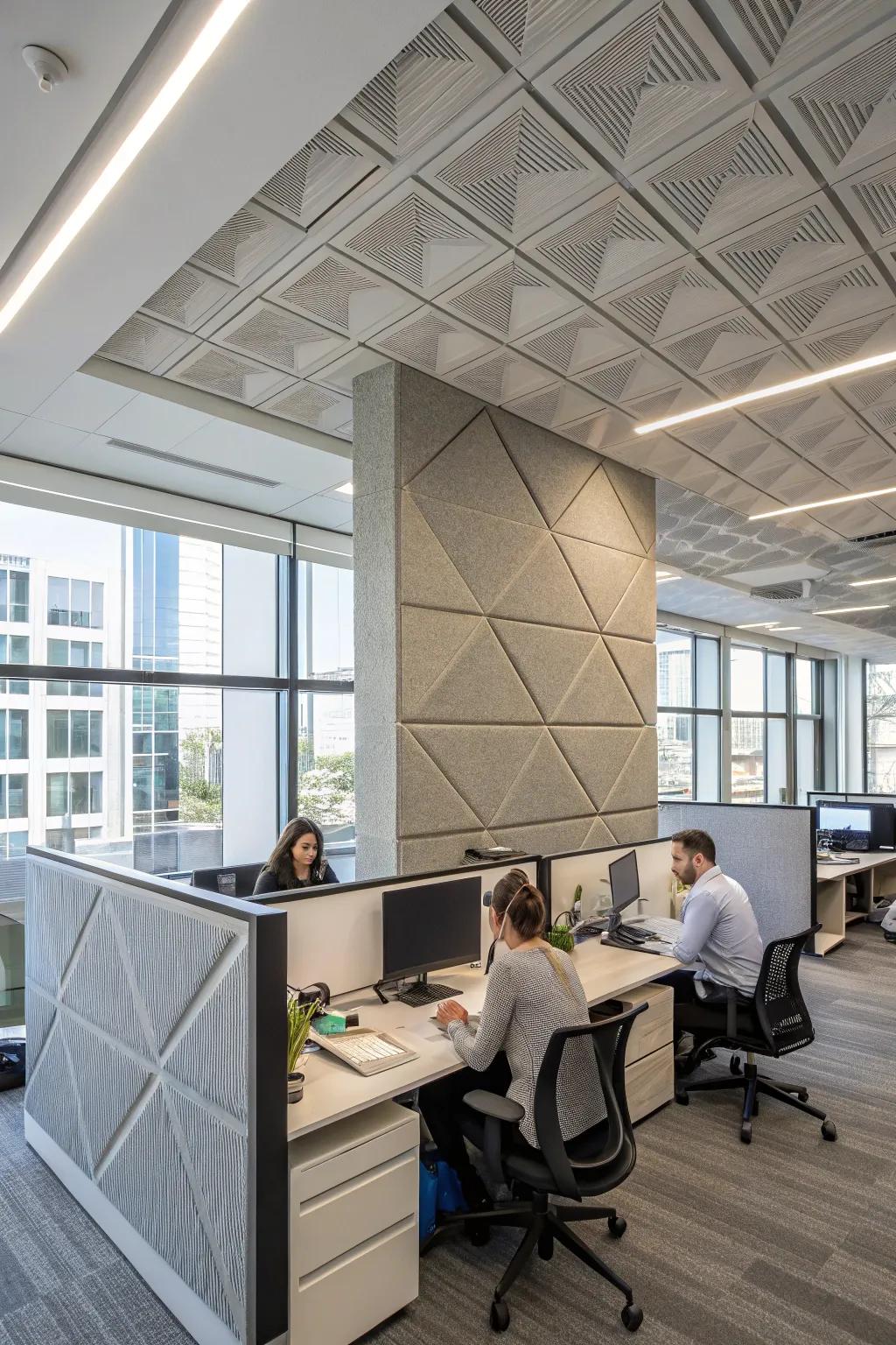 Sound boards help make quiet areas in busy office settings.