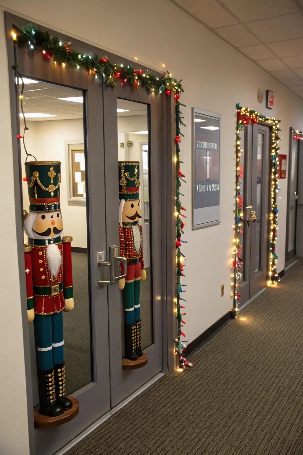 Classic Nutcracker decor adds a sophisticated holiday accent.