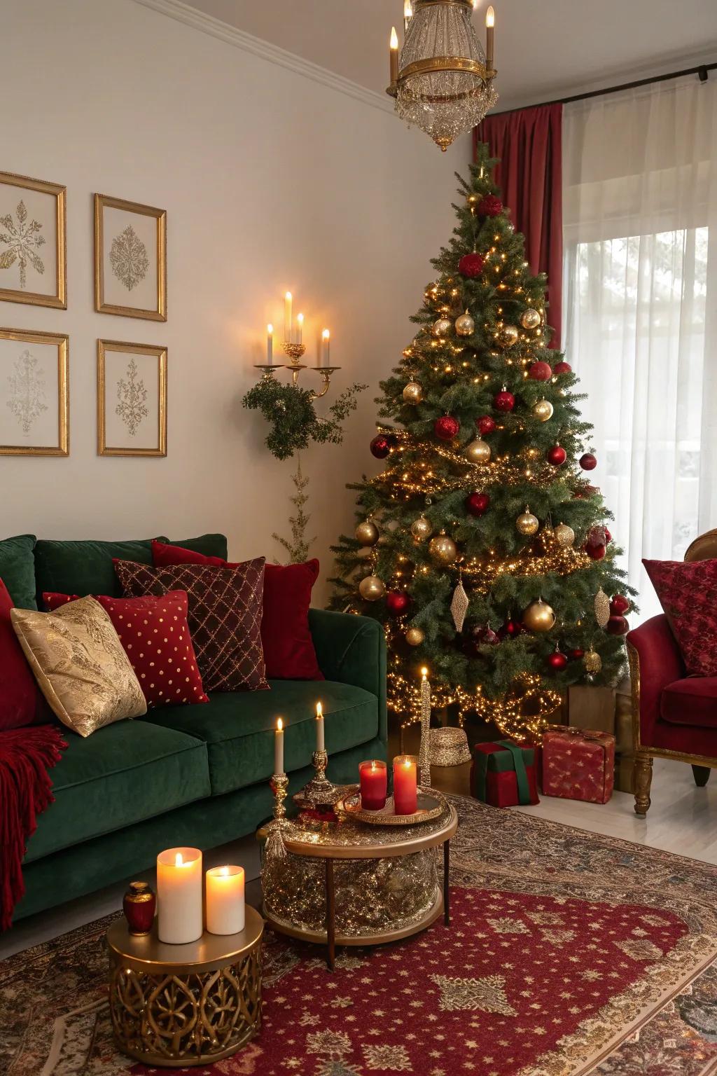 Traditional colors create a warm and joyful holiday atmosphere.