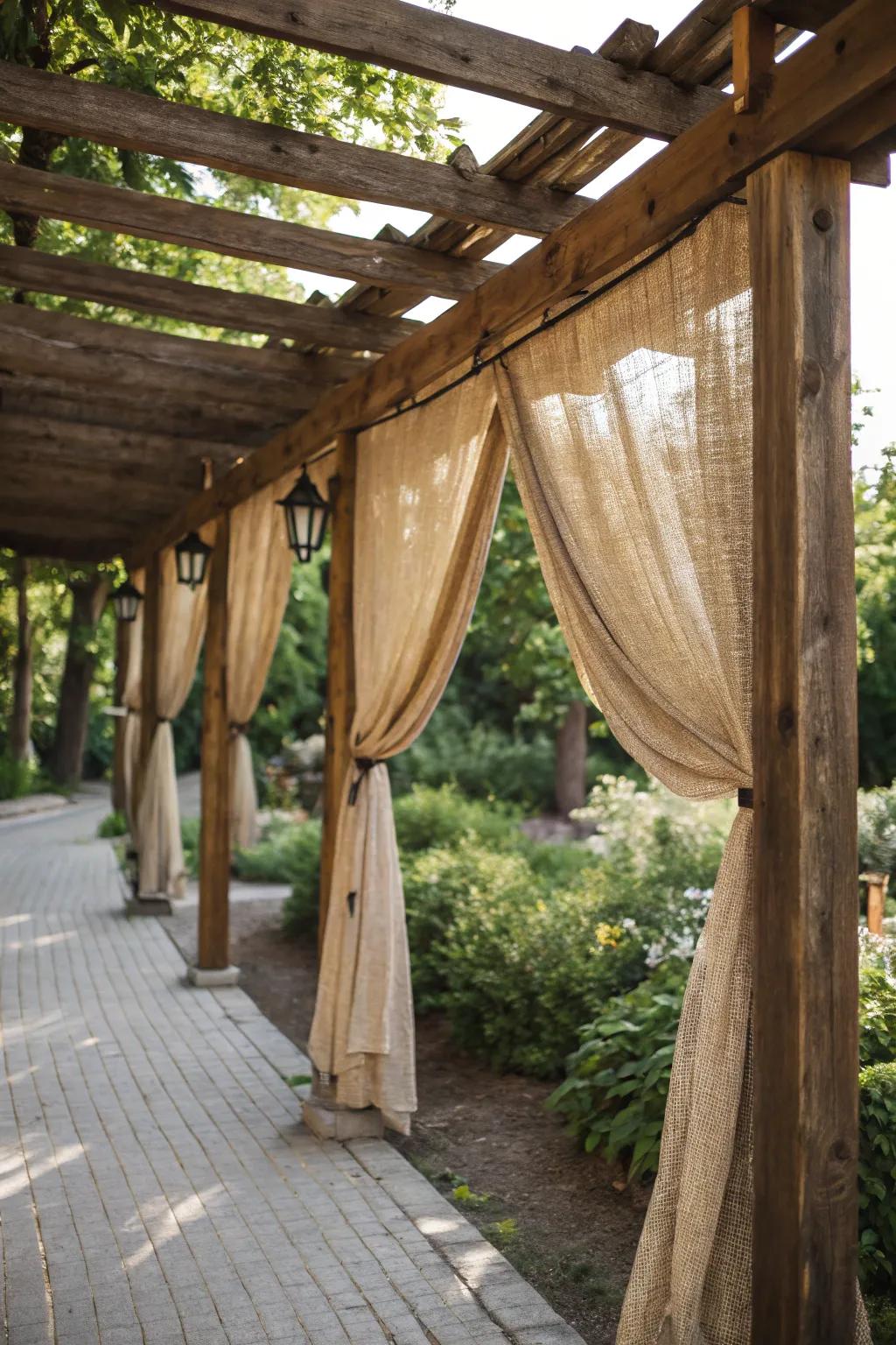 A country canopy crafted from organic materials encourages relaxation.