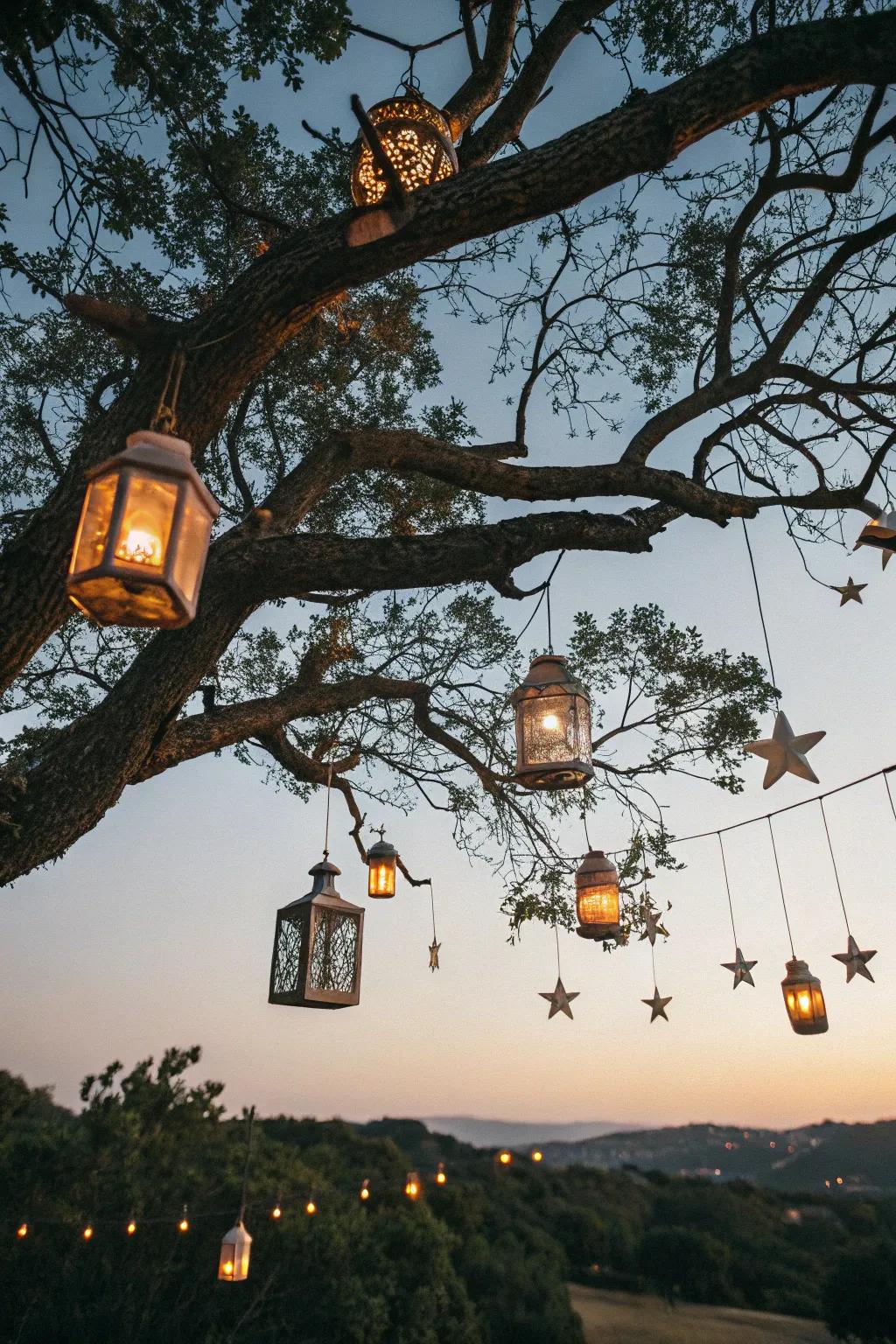 With hanging lanterns, you may embrace country appeal.