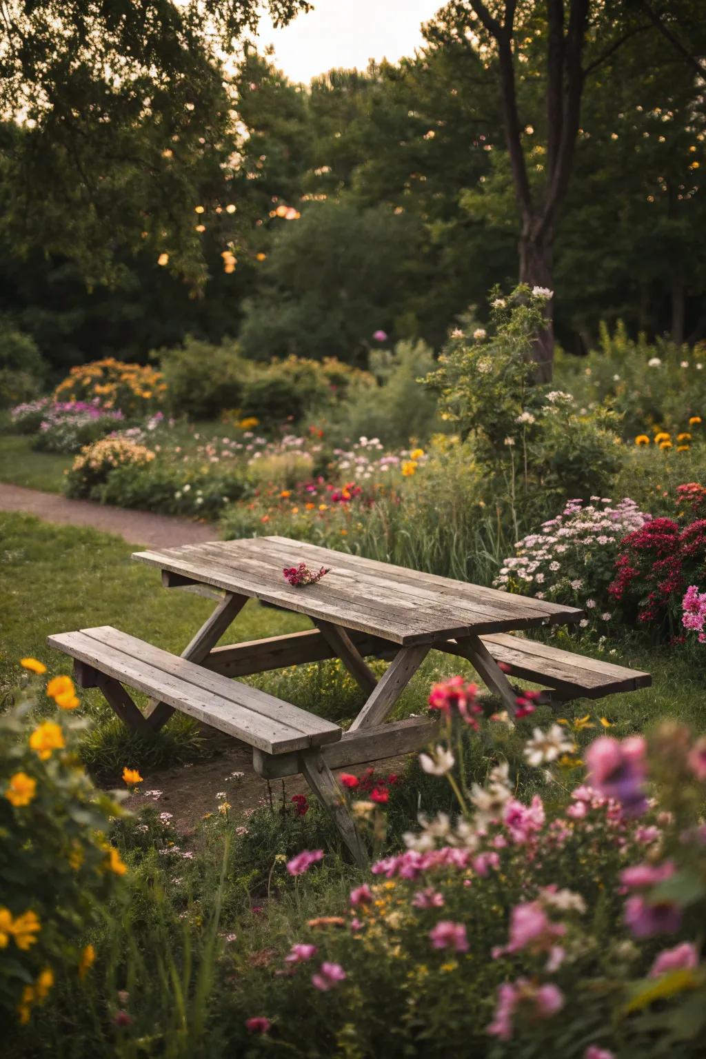 A suspended surface contributes a contemporary and spacious touch.