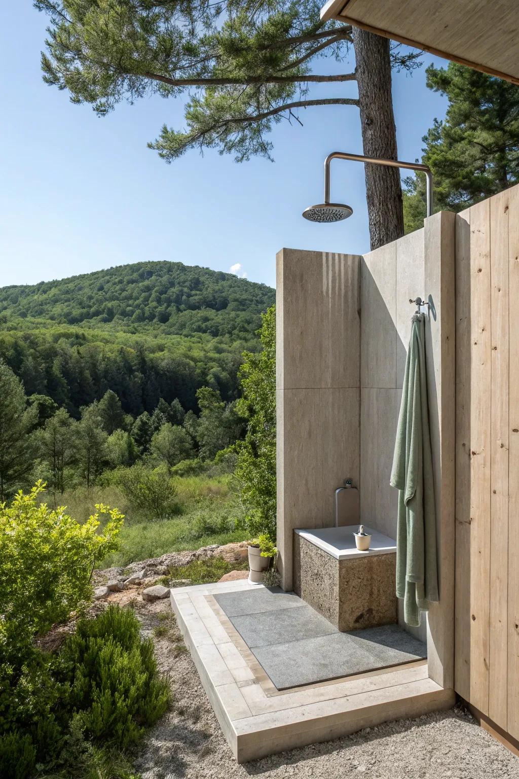 Simple design for a sleek and simple outdoor shower.