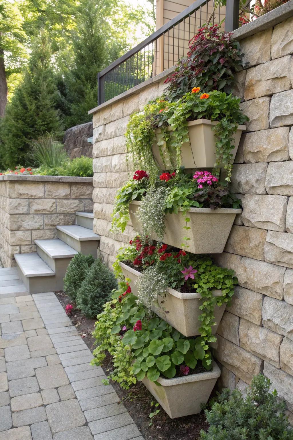 Achieve a verdant aesthetic with tiered vessel arrangements.