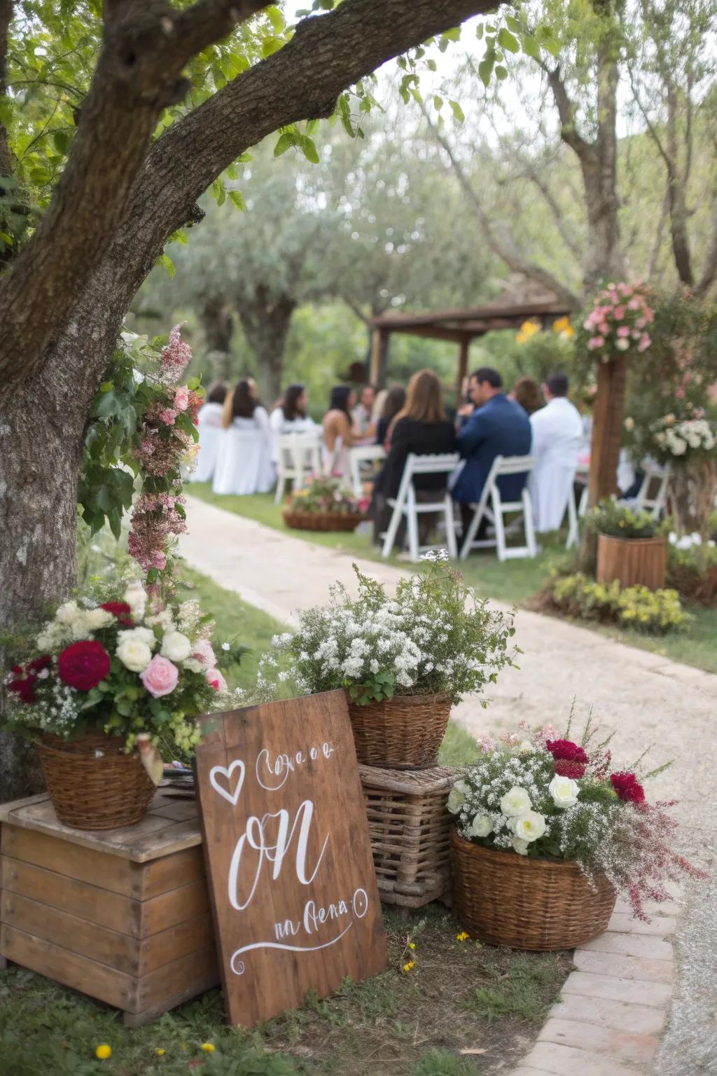 Lead your invitees using tailored ornamental signs.