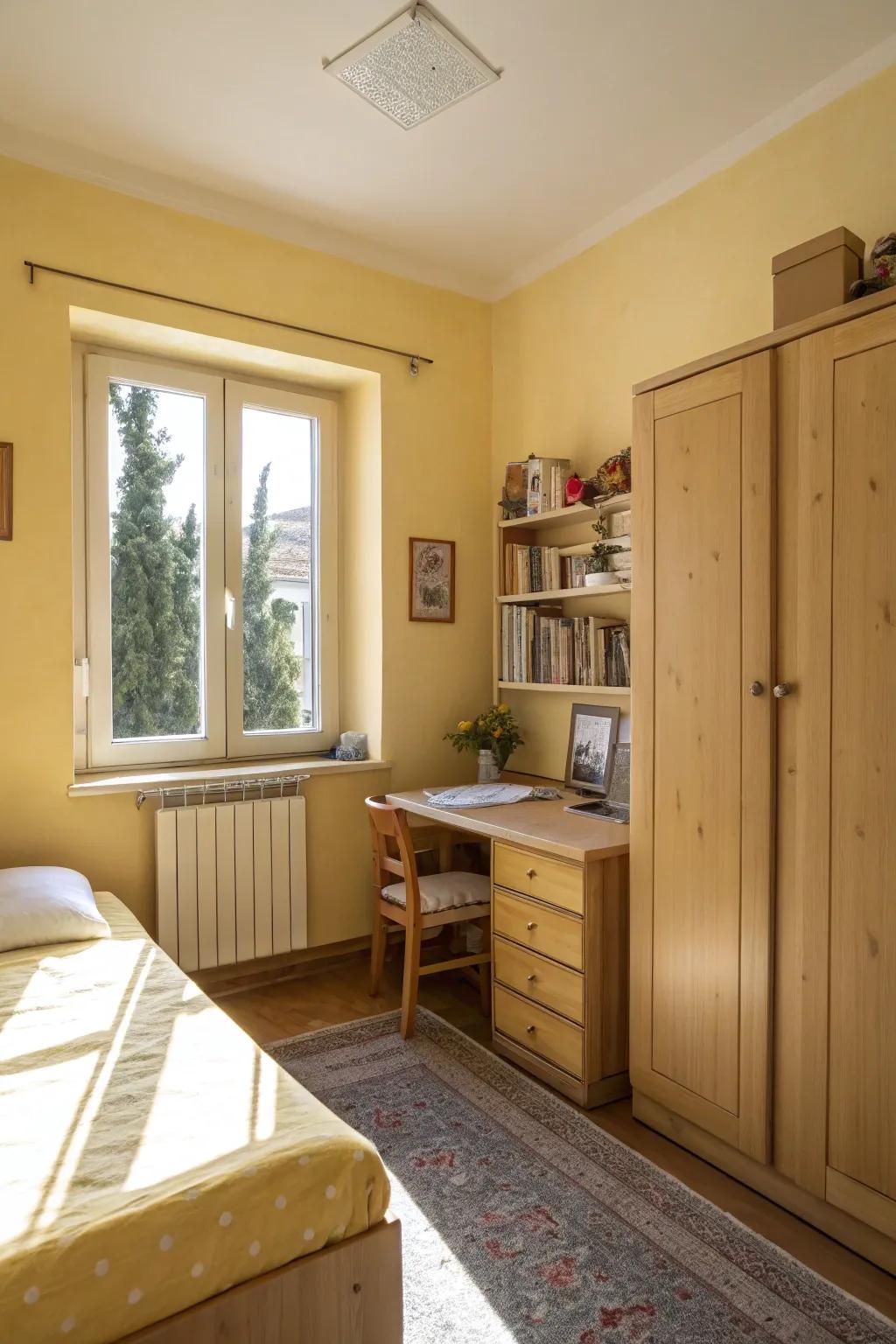 Yellow shades create cheer and warmth to small spaces.