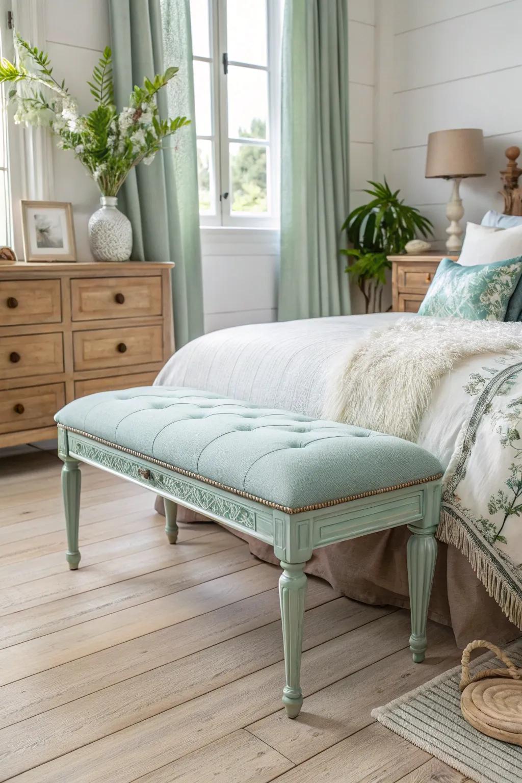 Add elegance and functionality with a painted bedside bench.