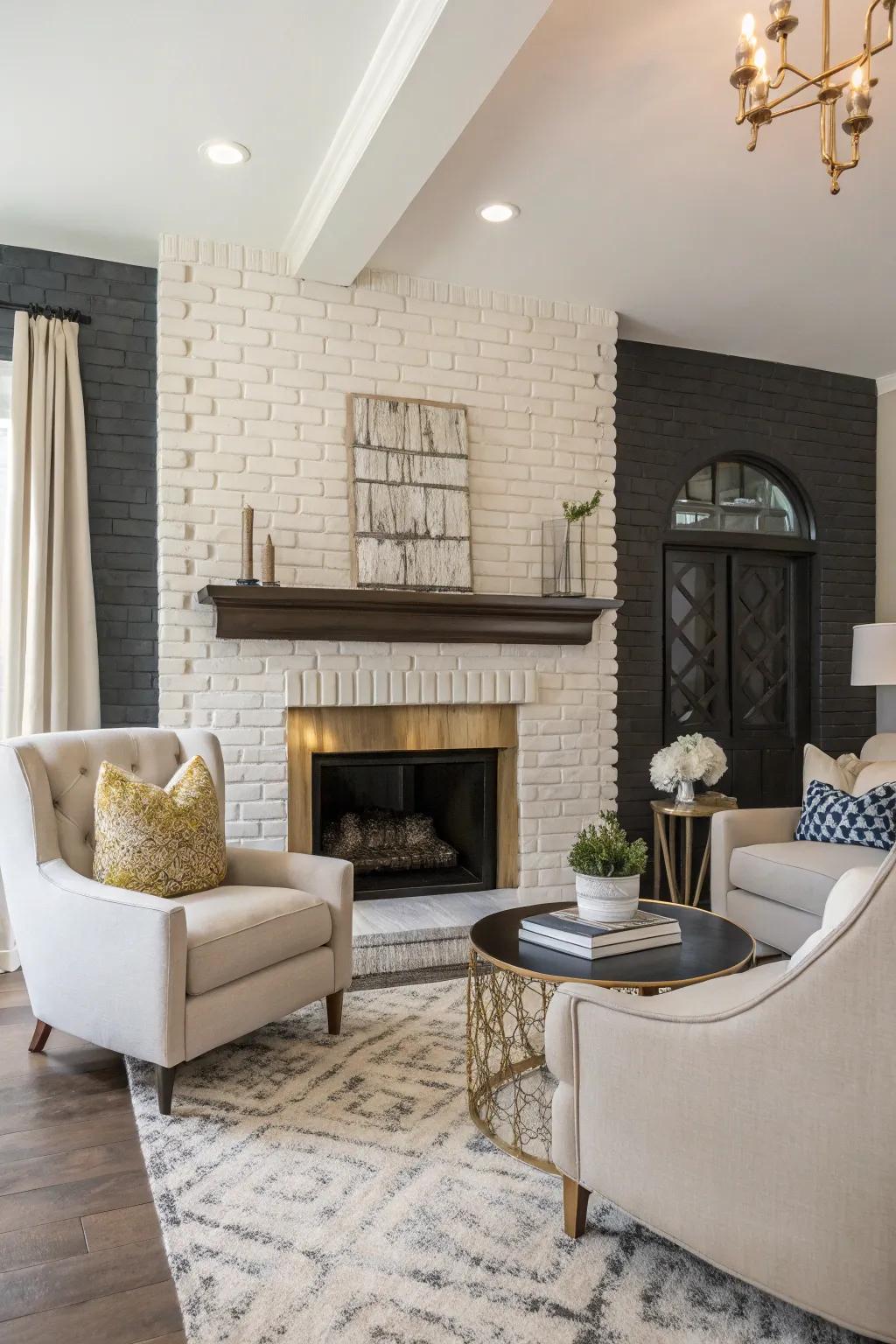 A two-tone fireplace adds depth and interest.