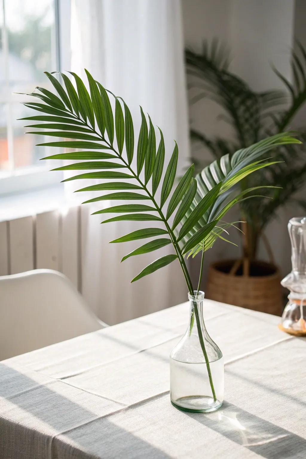 A single leafy frond can generate a powerful minimalist statement.