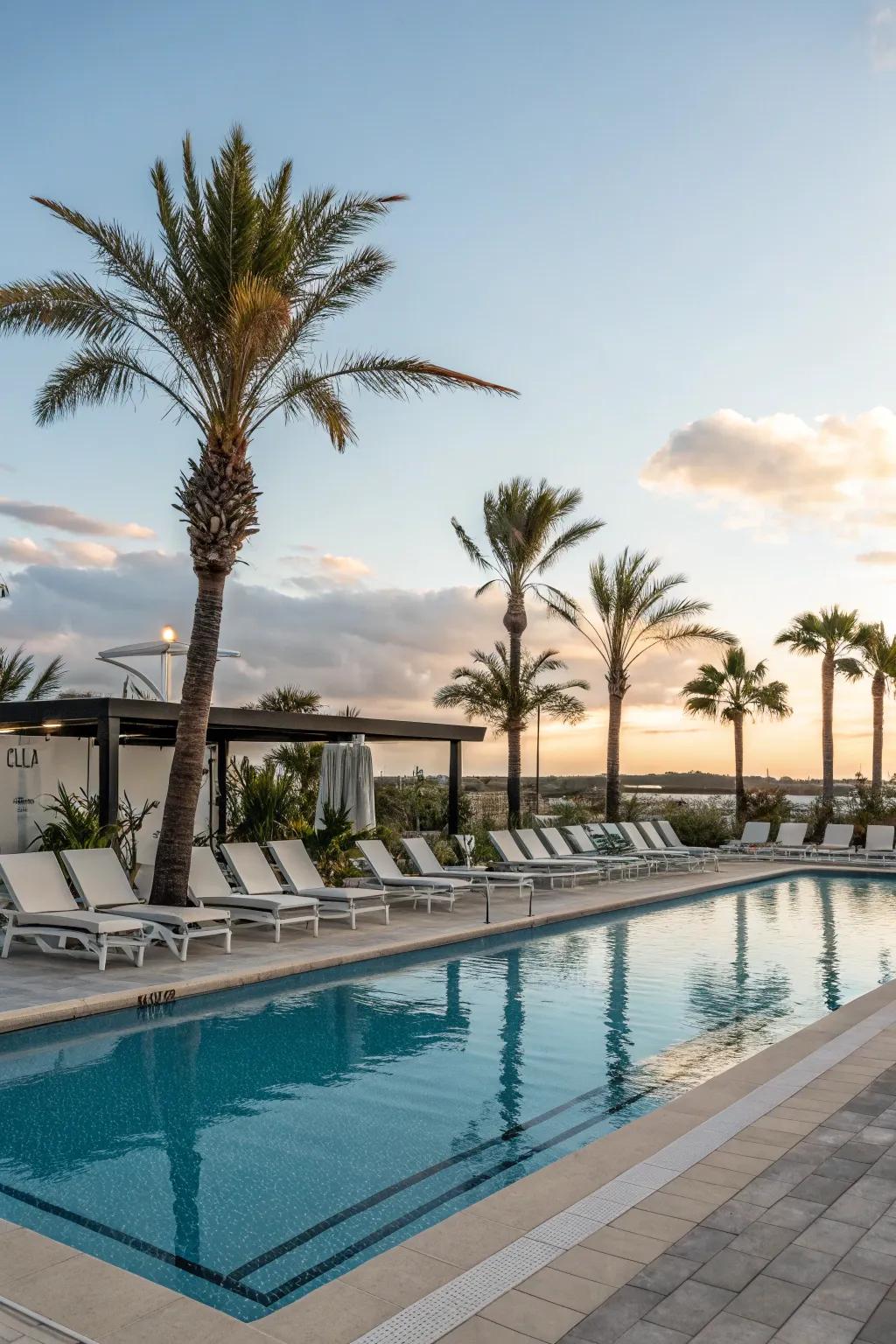 An outdoor pool offers a refreshing escape from the desert's heat.