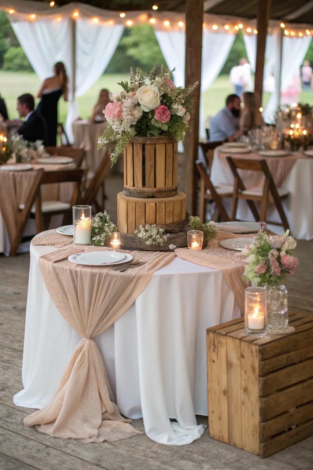A party table harmonizing rustic charm with elegant details