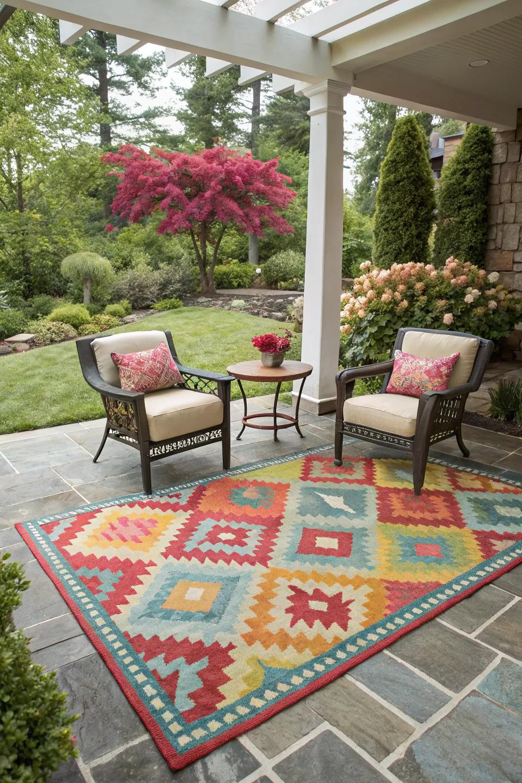 A ground covering bringing design and comfort to the patio.