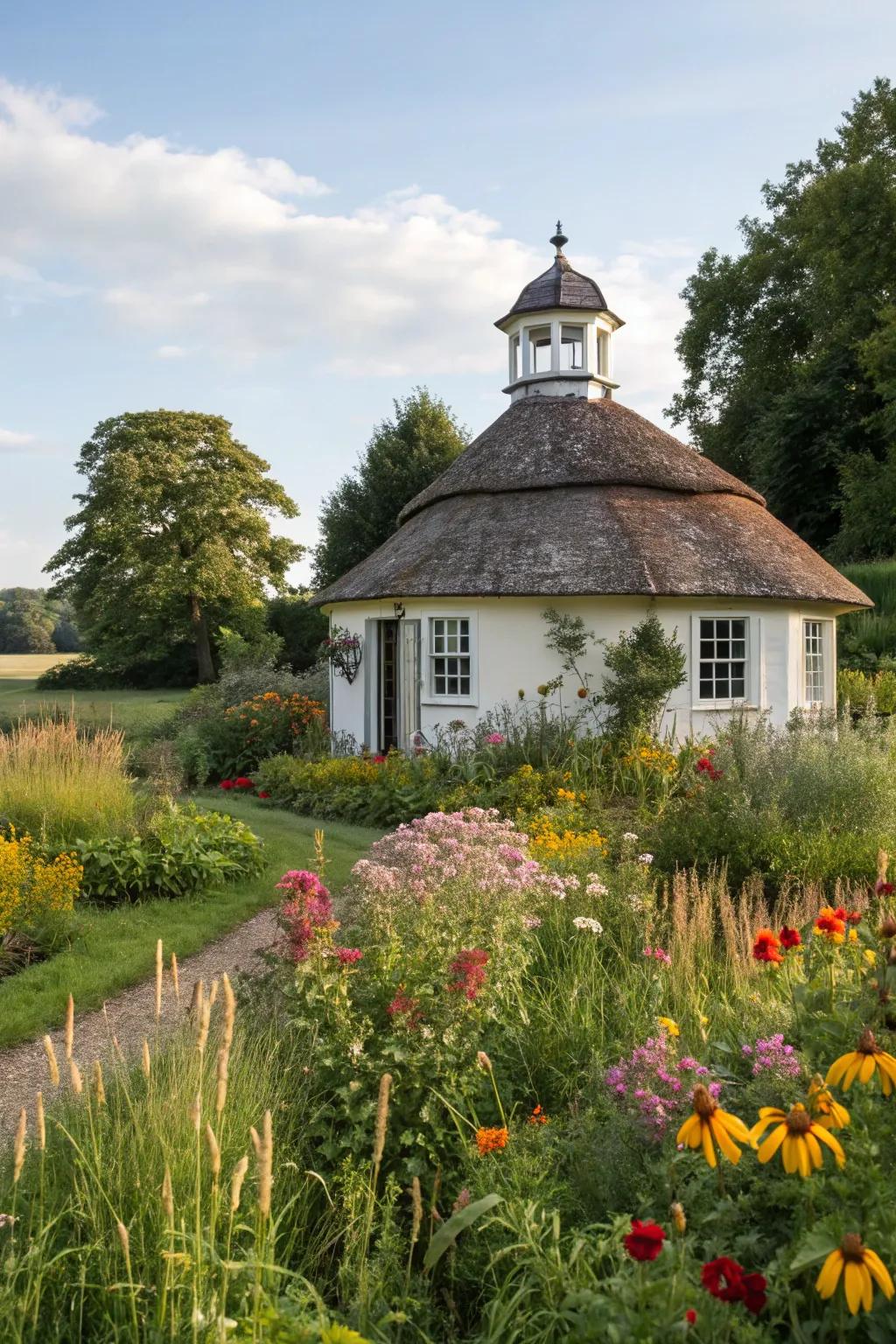 A storybook cottage enhanced by an endearing cupola.