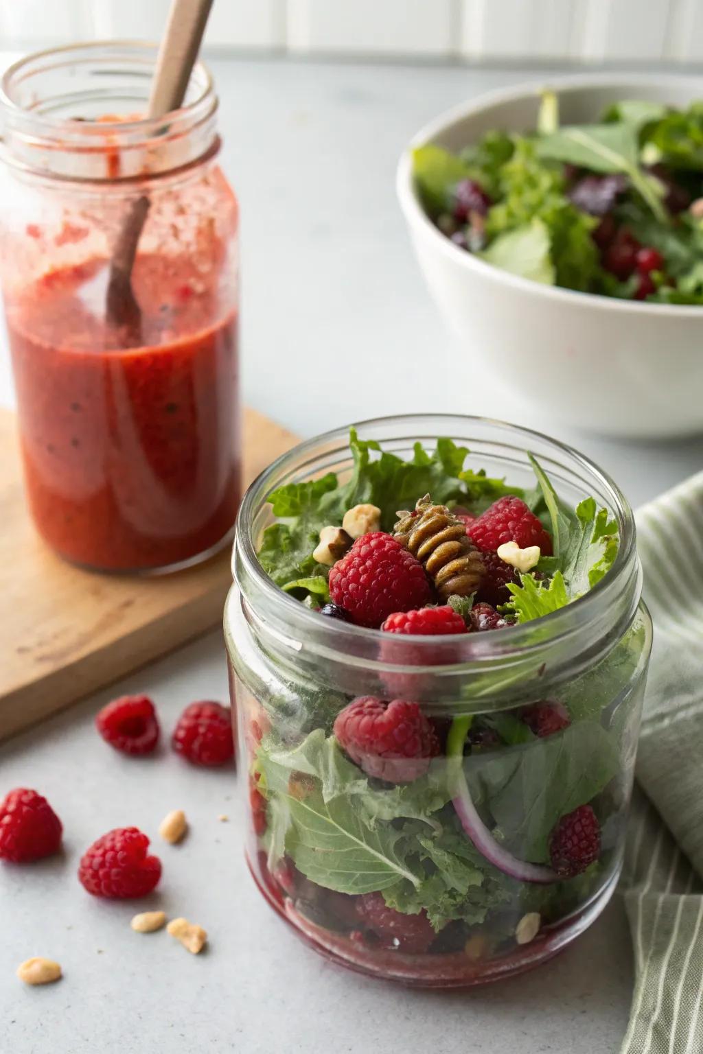 Raspberry vinaigrette adds a fruity twist to your salad.