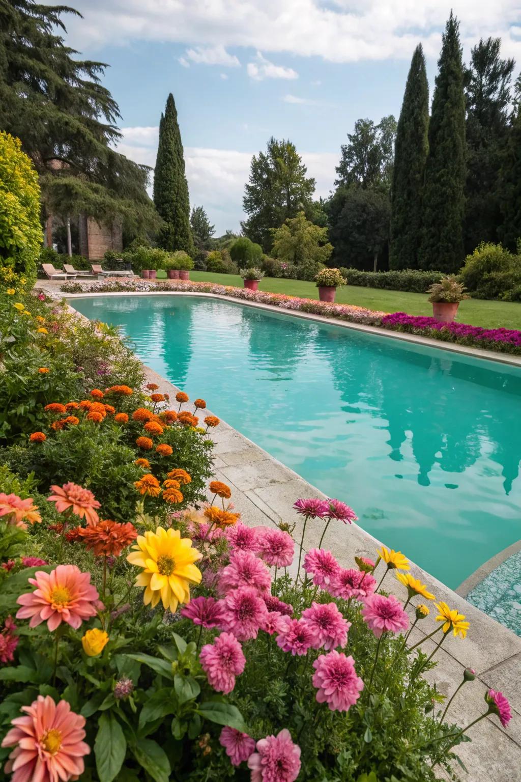 Turquoise tiles add a lively and invigorating splash to any pool.