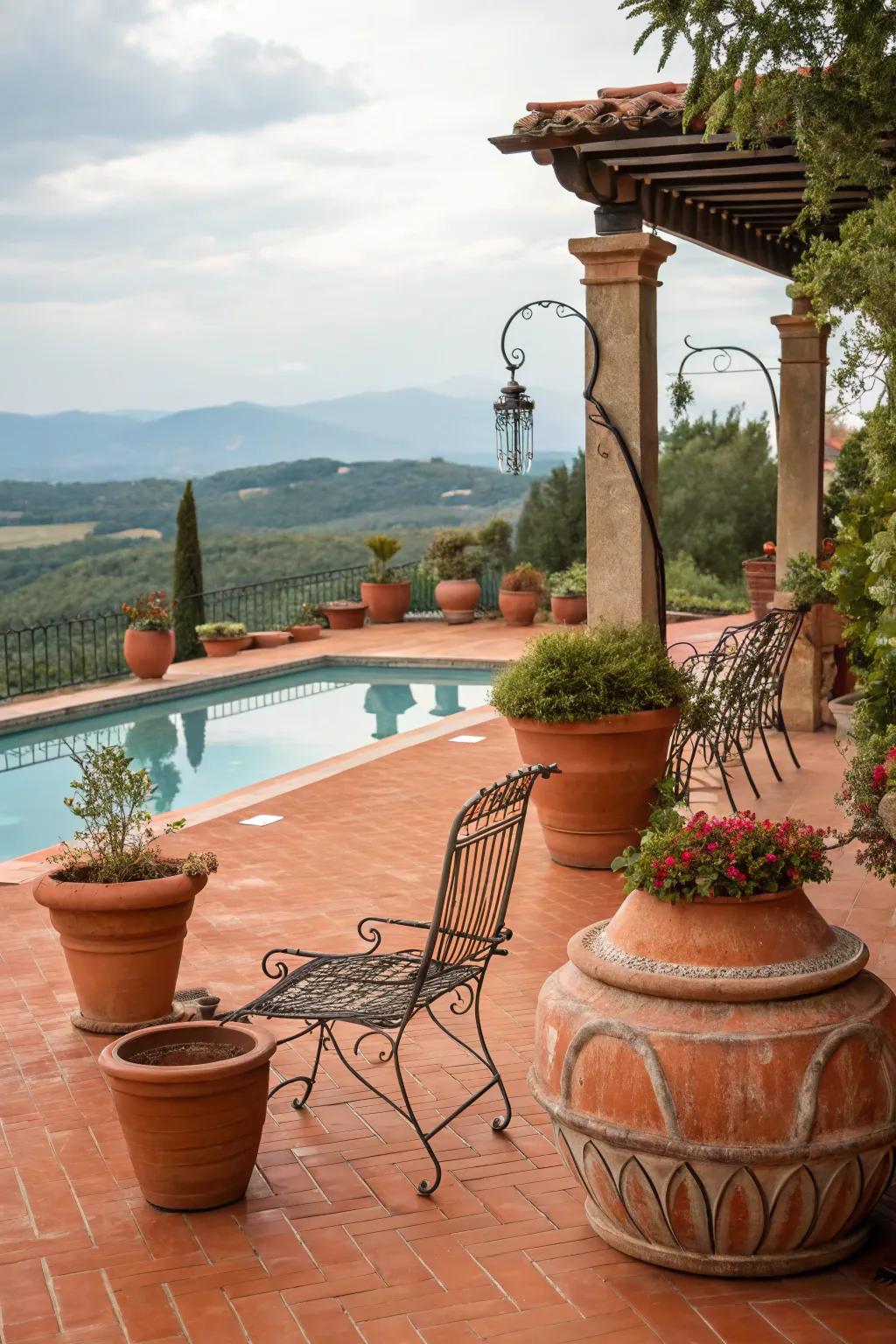 Warm terra cotta creates a Mediterranean vibe.