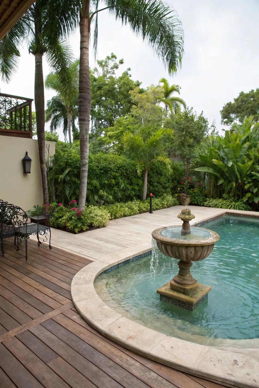Water features add a serene and tranquil vibe to your pool deck.