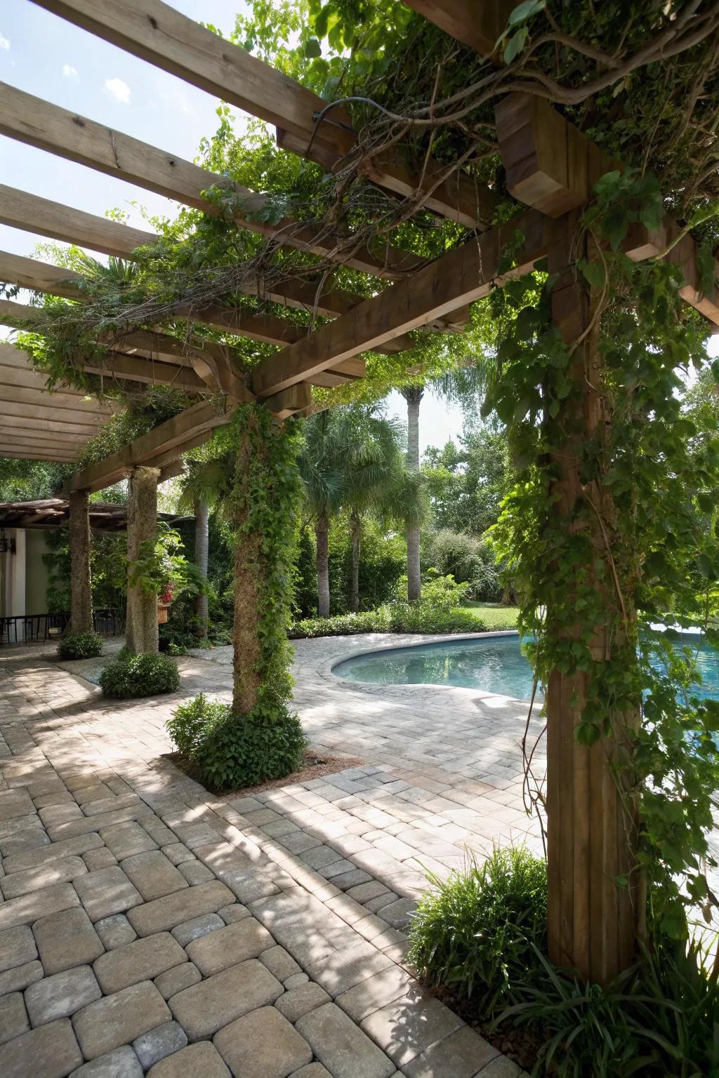 Add style and shade to your pool zone with a charming arbor.