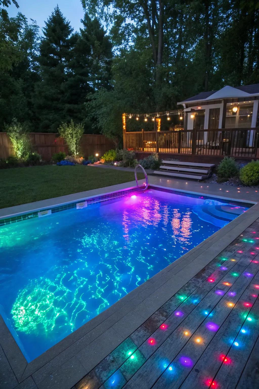 Inventive lights can change your pool into an amazing night spectacle.
