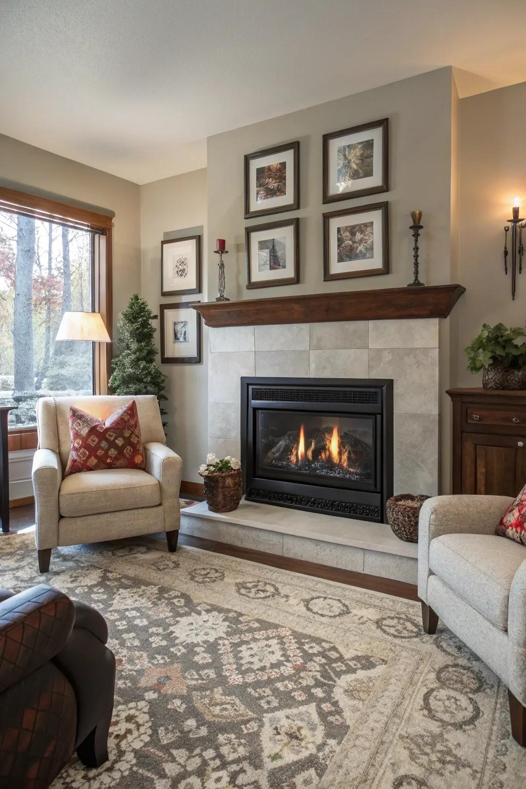 A living area featuring a fusion of modern and traditional styles.