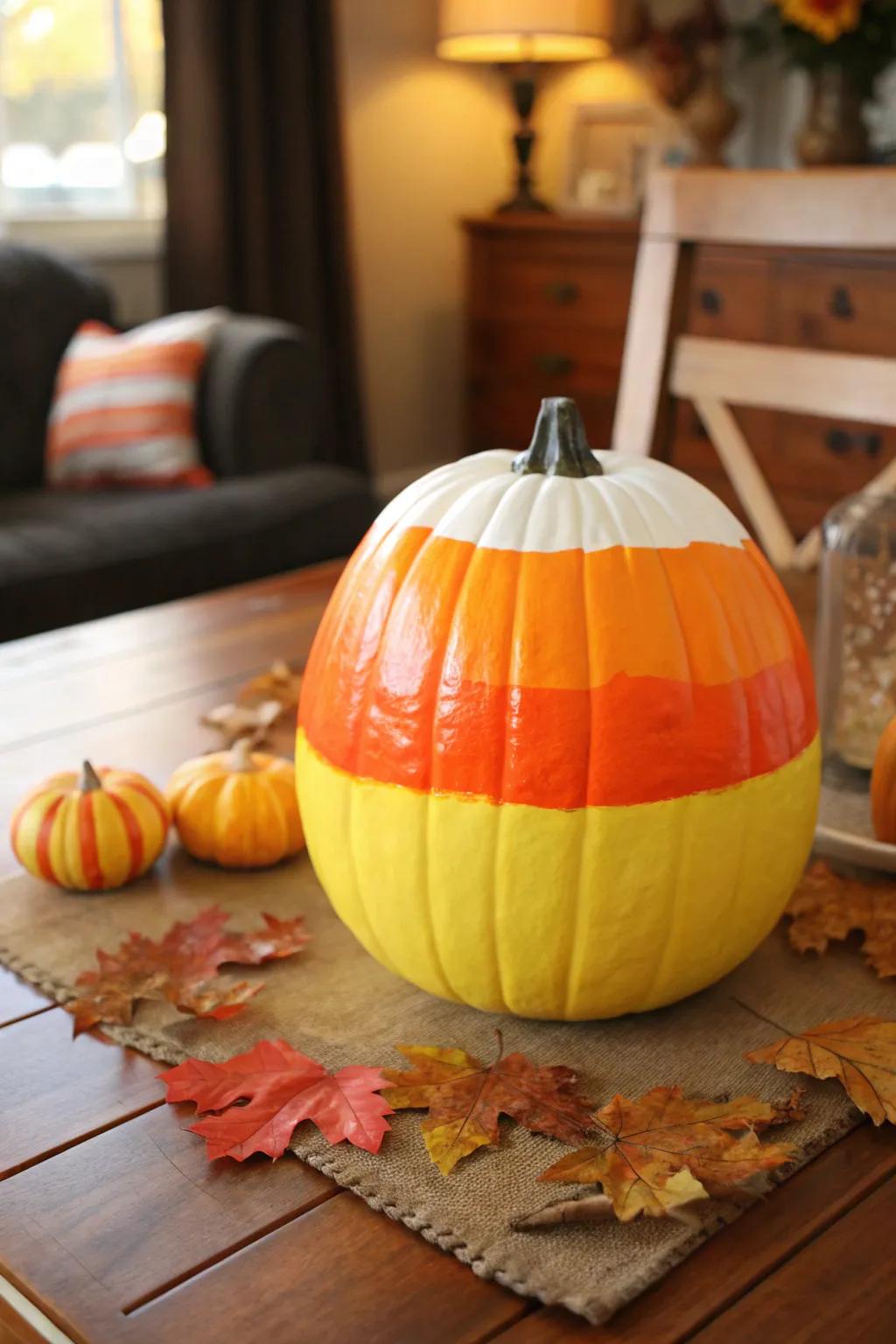A lovely confection pumpkin injecting vibrancy into fall decorations.
