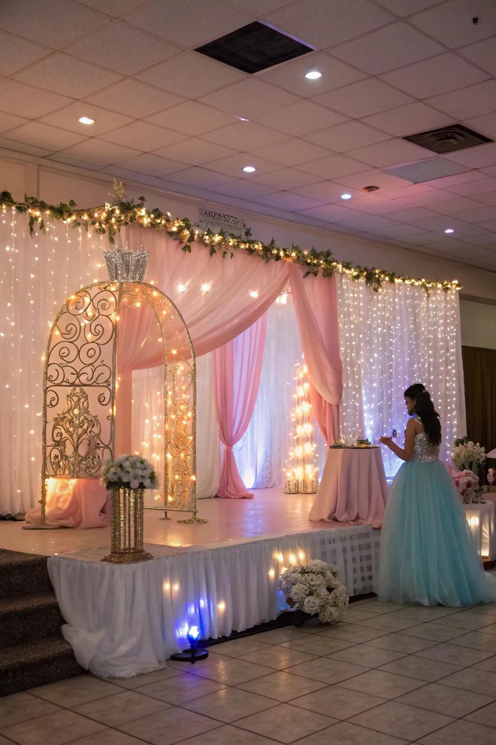 Ambient illumination enriches the magical feel of a quinceañera.
