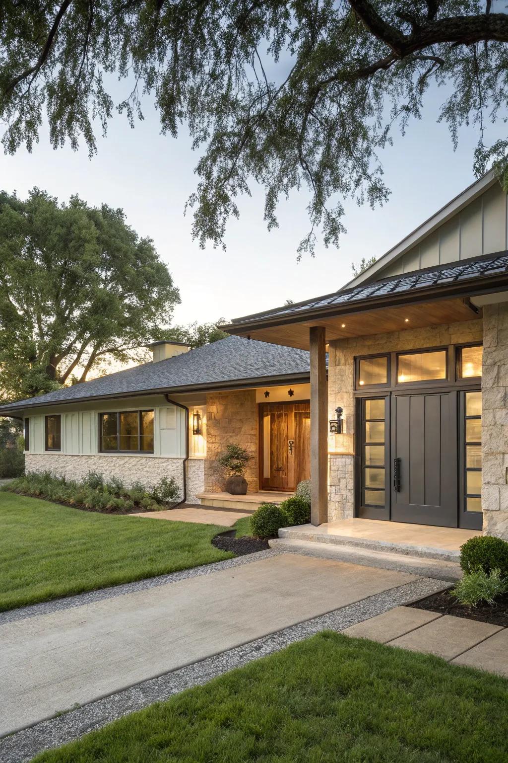 A modern steel portal for a polished, contemporary look.