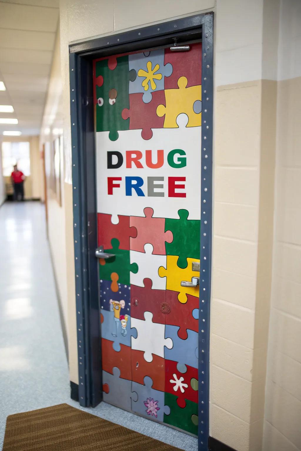 Challenge students to solve the puzzle of a drug-free life with this engaging door design.