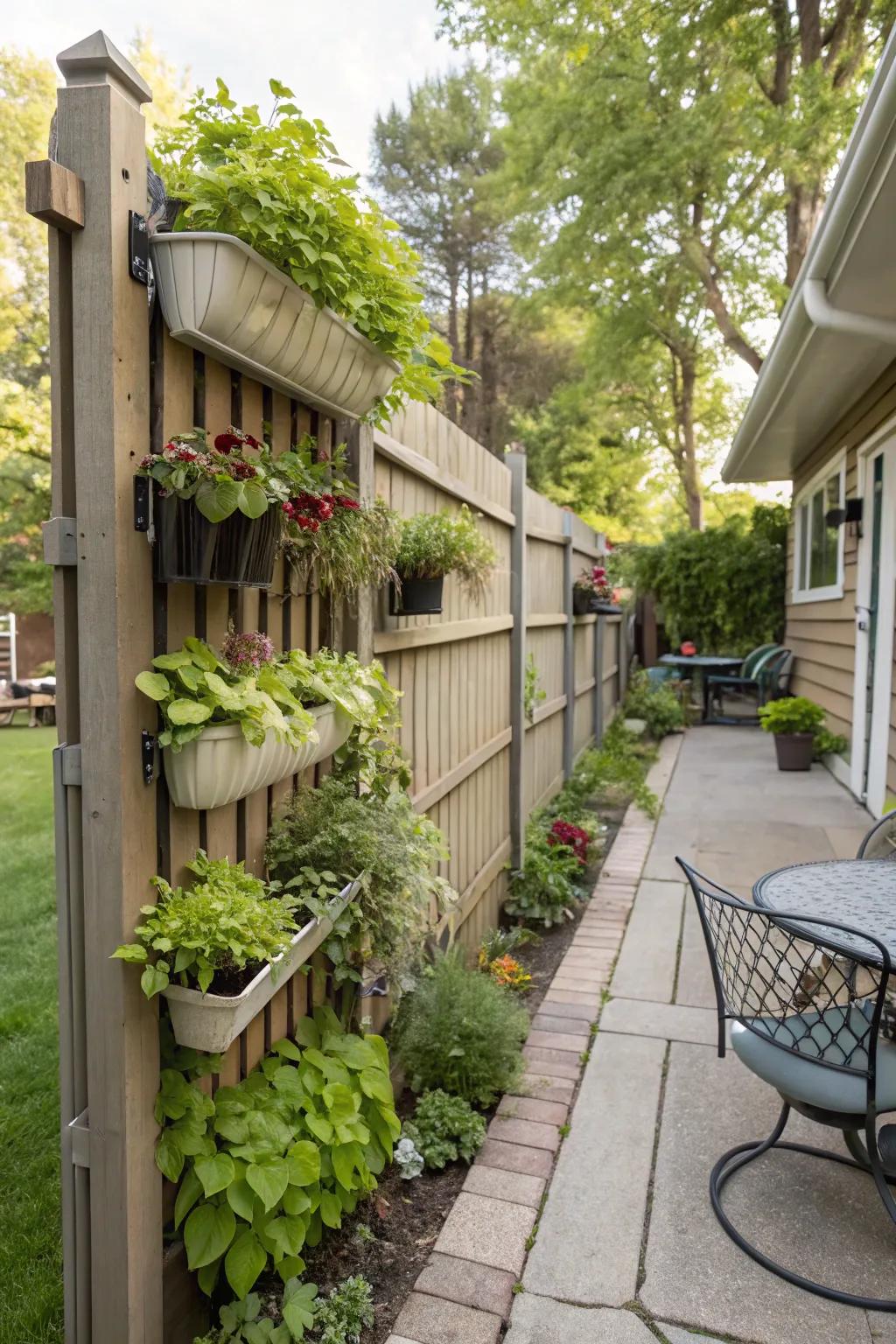 A vertical garden fence brings life and greenery to your home’s perimeter.